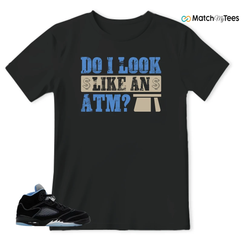 NIKE AIR JORDAN 5 BLACK UNIVERSITY BLUE SNEAKER Matching Tees t-shirt