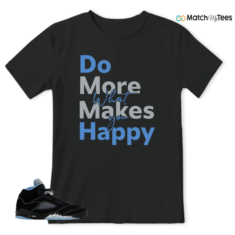 NIKE AIR JORDAN 5 BLACK UNIVERSITY BLUE SNEAKER Matching Tees t-shirt