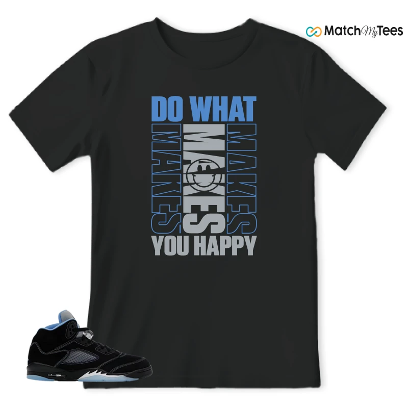 NIKE AIR JORDAN 5 BLACK UNIVERSITY BLUE SNEAKER Matching Tees t-shirt
