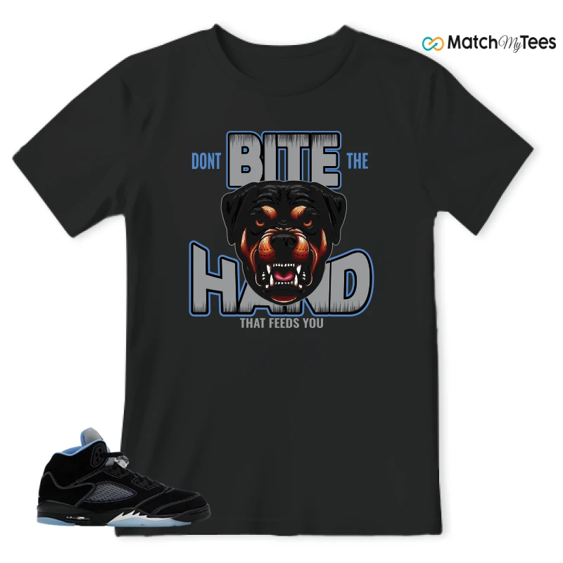 NIKE AIR JORDAN 5 BLACK UNIVERSITY BLUE SNEAKER Matching Tees t-shirt