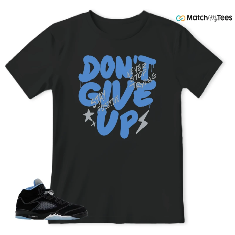 NIKE AIR JORDAN 5 BLACK UNIVERSITY BLUE SNEAKER Matching Tees t-shirt