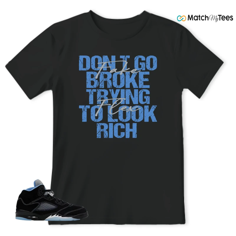 NIKE AIR JORDAN 5 BLACK UNIVERSITY BLUE SNEAKER Matching Tees t-shirt
