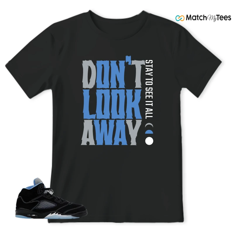 NIKE AIR JORDAN 5 BLACK UNIVERSITY BLUE SNEAKER Matching Tees t-shirt