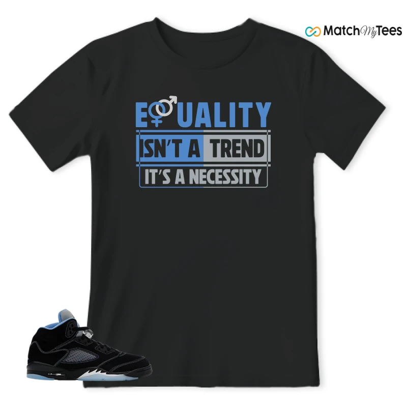 NIKE AIR JORDAN 5 BLACK UNIVERSITY BLUE SNEAKER Matching Tees t-shirt