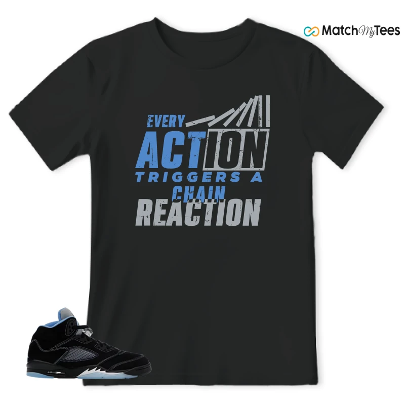 NIKE AIR JORDAN 5 BLACK UNIVERSITY BLUE SNEAKER Matching Tees t-shirt
