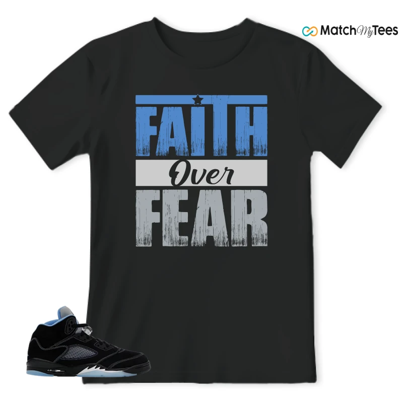 NIKE AIR JORDAN 5 BLACK UNIVERSITY BLUE SNEAKER Matching Tees t-shirt