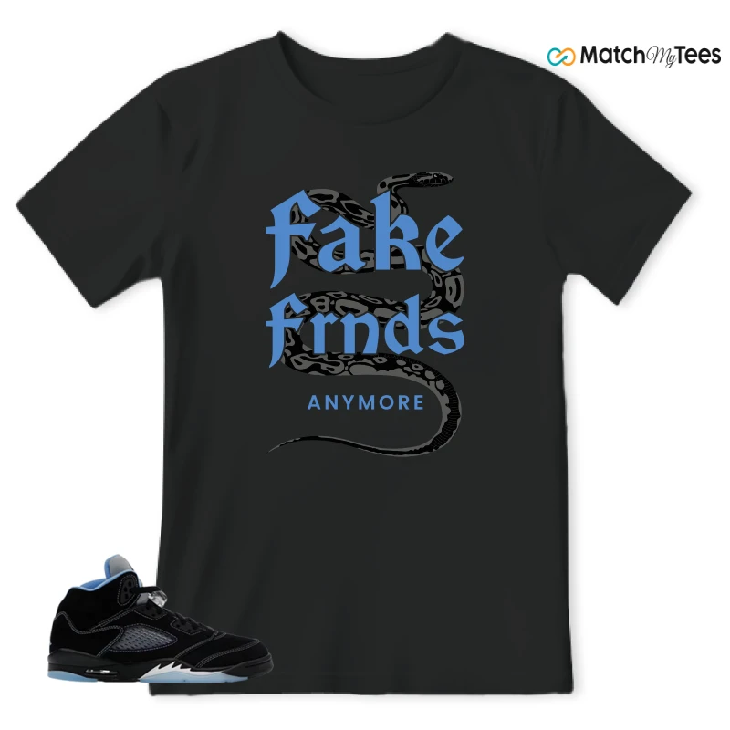 NIKE AIR JORDAN 5 BLACK UNIVERSITY BLUE SNEAKER Matching Tees t-shirt