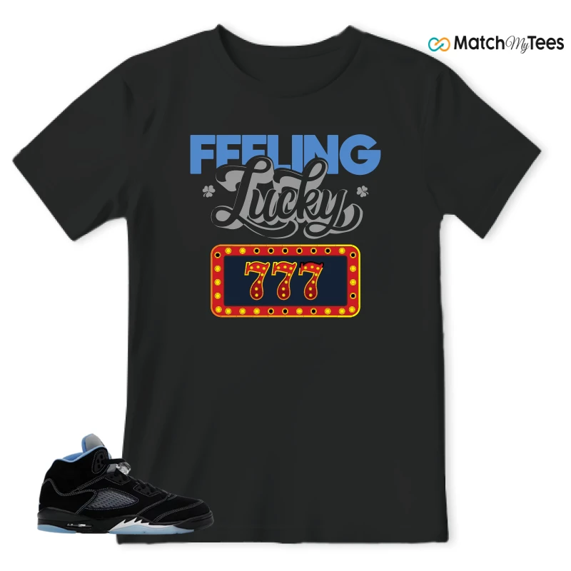 NIKE AIR JORDAN 5 BLACK UNIVERSITY BLUE SNEAKER Matching Tees t-shirt