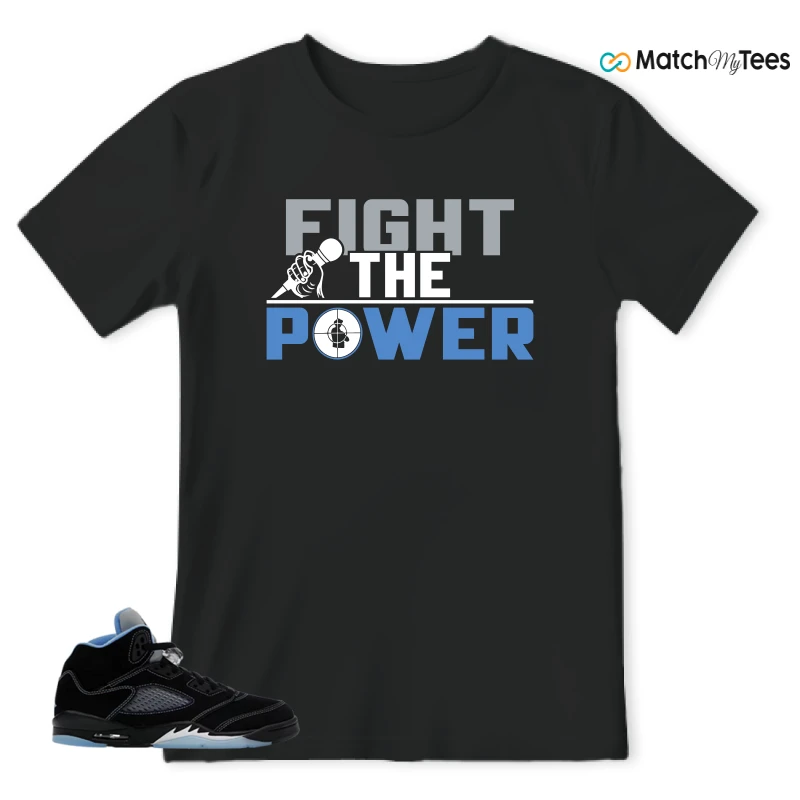 NIKE AIR JORDAN 5 BLACK UNIVERSITY BLUE SNEAKER Matching Tees t-shirt