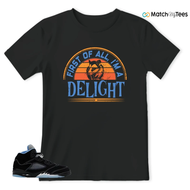 NIKE AIR JORDAN 5 BLACK UNIVERSITY BLUE SNEAKER Matching Tees t-shirt