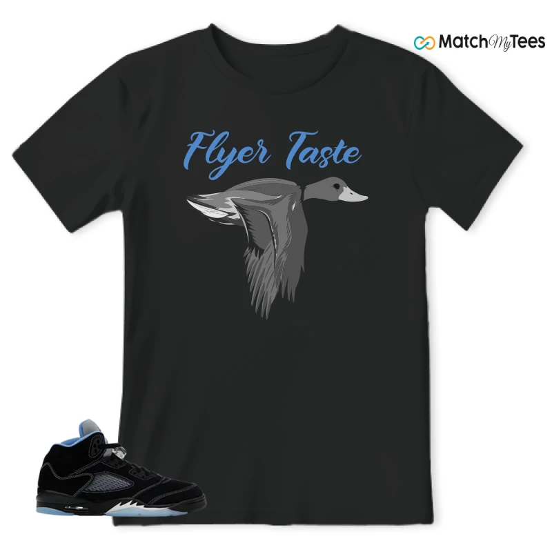 NIKE AIR JORDAN 5 BLACK UNIVERSITY BLUE SNEAKER Matching Tees t-shirt