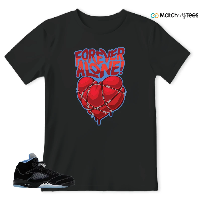 NIKE AIR JORDAN 5 BLACK UNIVERSITY BLUE SNEAKER Matching Tees t-shirt