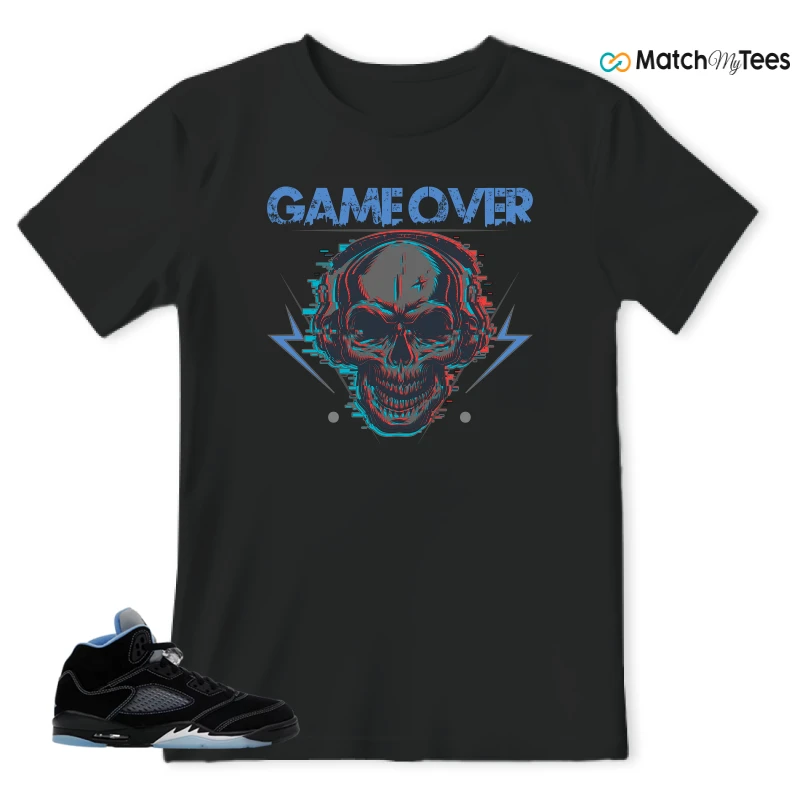 NIKE AIR JORDAN 5 BLACK UNIVERSITY BLUE SNEAKER Matching Tees t-shirt