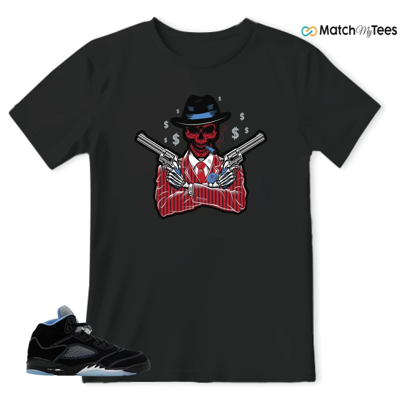 NIKE AIR JORDAN 5 BLACK UNIVERSITY BLUE SNEAKER Matching Tees t-shirt