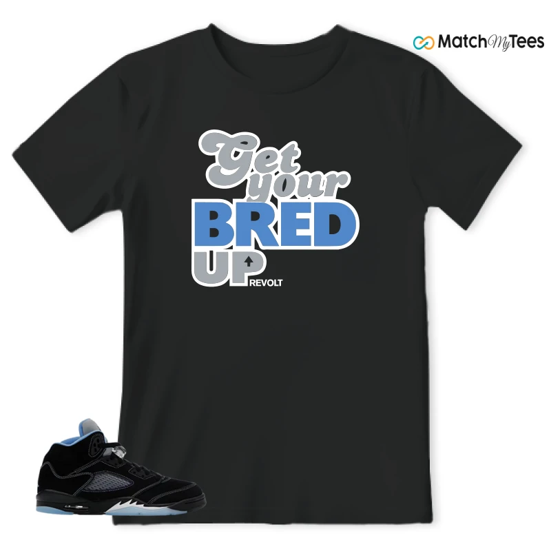NIKE AIR JORDAN 5 BLACK UNIVERSITY BLUE SNEAKER Matching Tees t-shirt