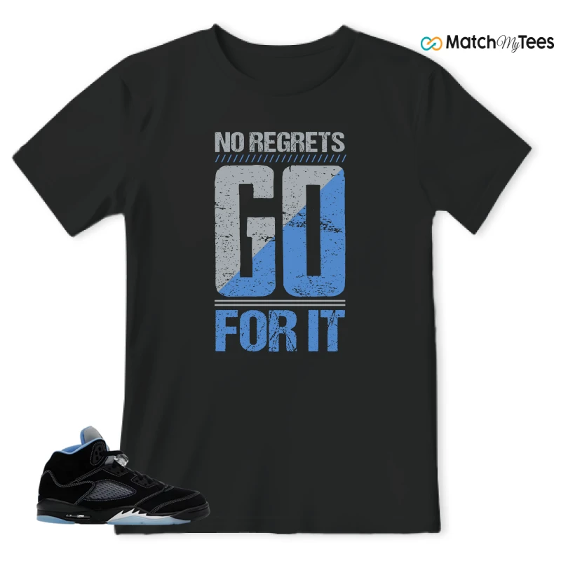 NIKE AIR JORDAN 5 BLACK UNIVERSITY BLUE SNEAKER Matching Tees t-shirt