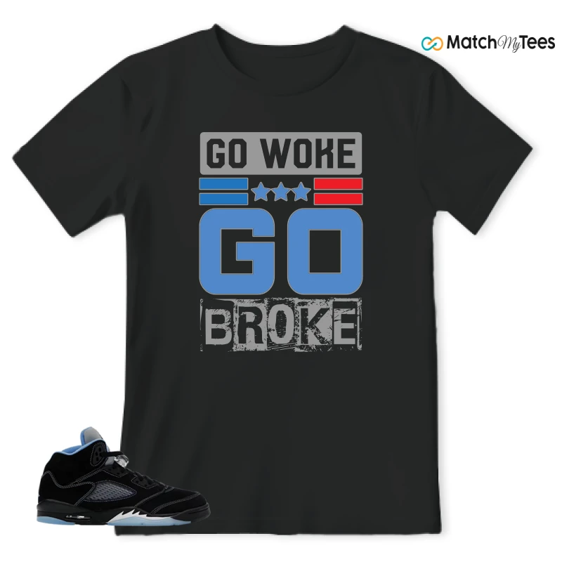 NIKE AIR JORDAN 5 BLACK UNIVERSITY BLUE SNEAKER Matching Tees t-shirt