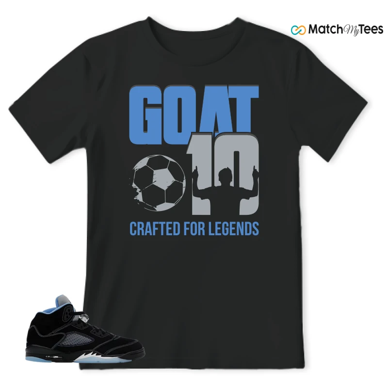 NIKE AIR JORDAN 5 BLACK UNIVERSITY BLUE SNEAKER Matching Tees t-shirt