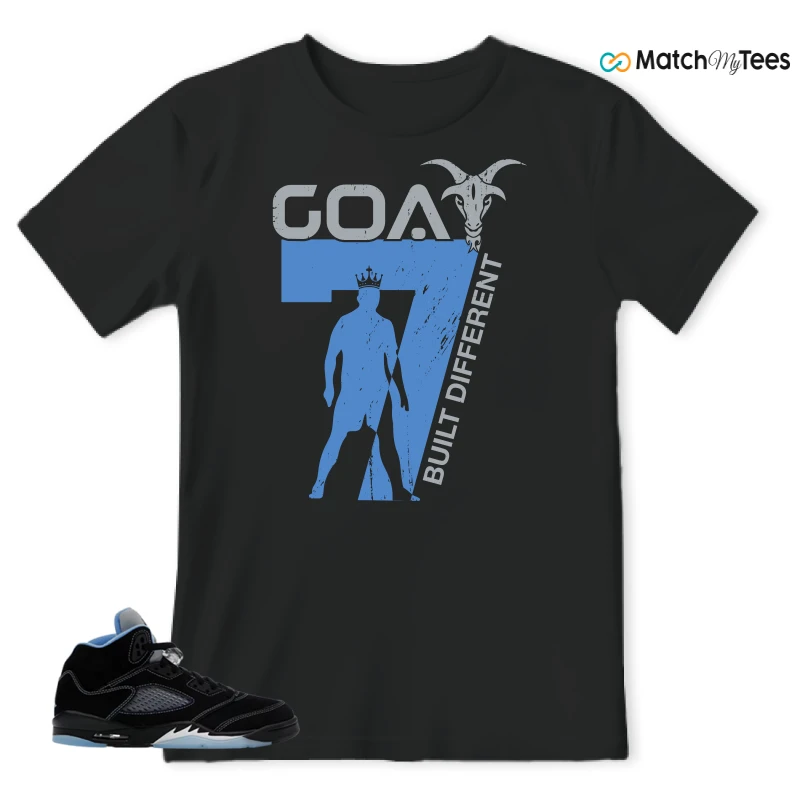 NIKE AIR JORDAN 5 BLACK UNIVERSITY BLUE SNEAKER Matching Tees t-shirt