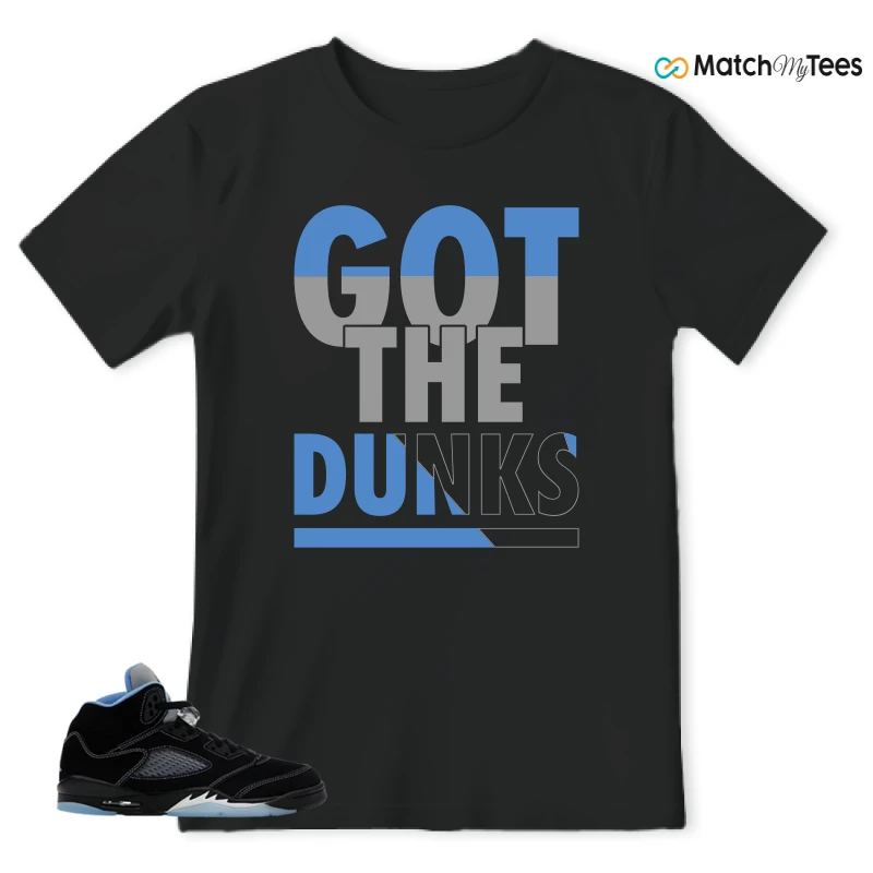 NIKE AIR JORDAN 5 BLACK UNIVERSITY BLUE SNEAKER Matching Tees t-shirt