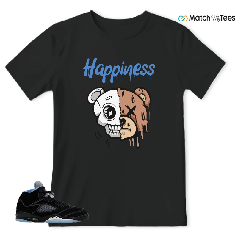 NIKE AIR JORDAN 5 BLACK UNIVERSITY BLUE SNEAKER Matching Tees t-shirt
