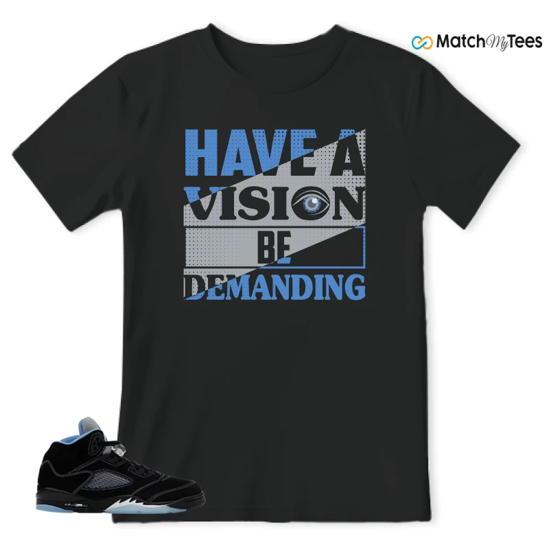 NIKE AIR JORDAN 5 BLACK UNIVERSITY BLUE SNEAKER Matching Tees t-shirt