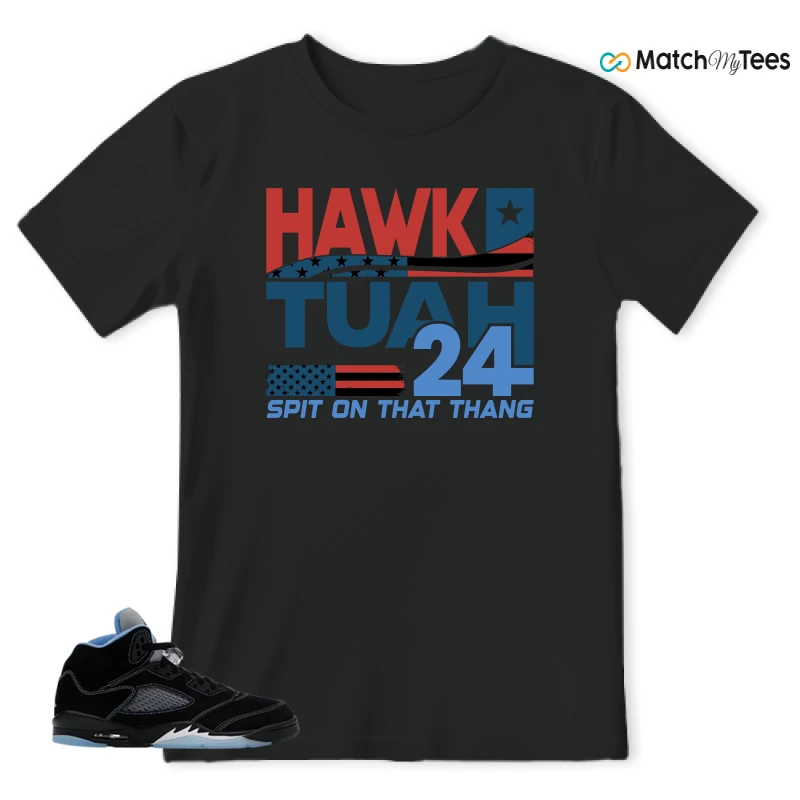 NIKE AIR JORDAN 5 BLACK UNIVERSITY BLUE SNEAKER Matching Tees t-shirt