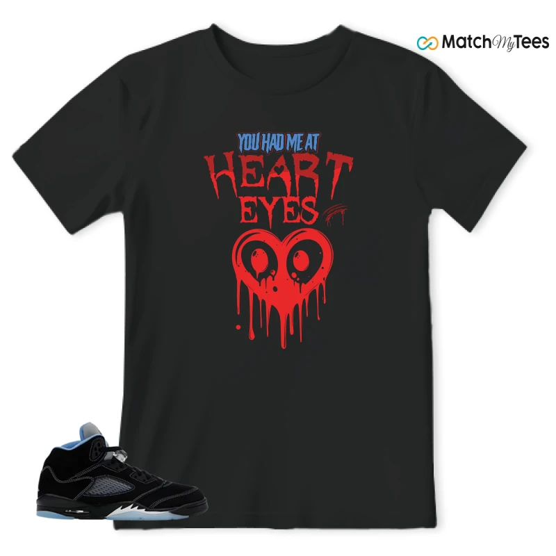 NIKE AIR JORDAN 5 BLACK UNIVERSITY BLUE SNEAKER Matching Tees t-shirt
