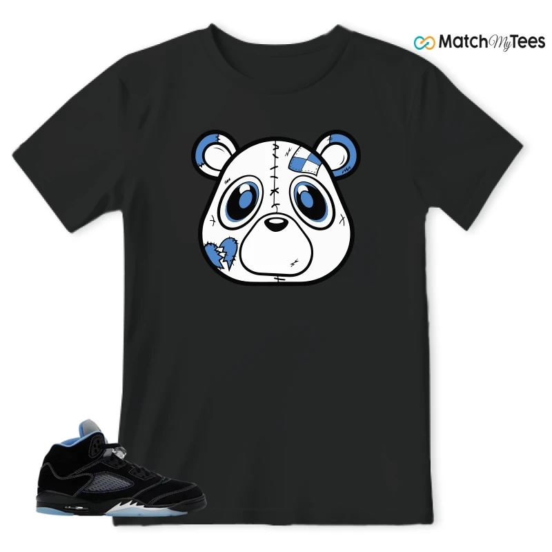 NIKE AIR JORDAN 5 BLACK UNIVERSITY BLUE SNEAKER Matching Tees t-shirt