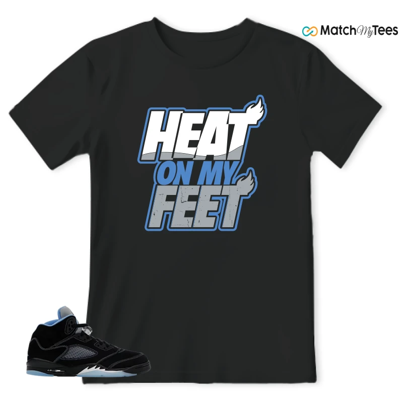 NIKE AIR JORDAN 5 BLACK UNIVERSITY BLUE SNEAKER Matching Tees t-shirt