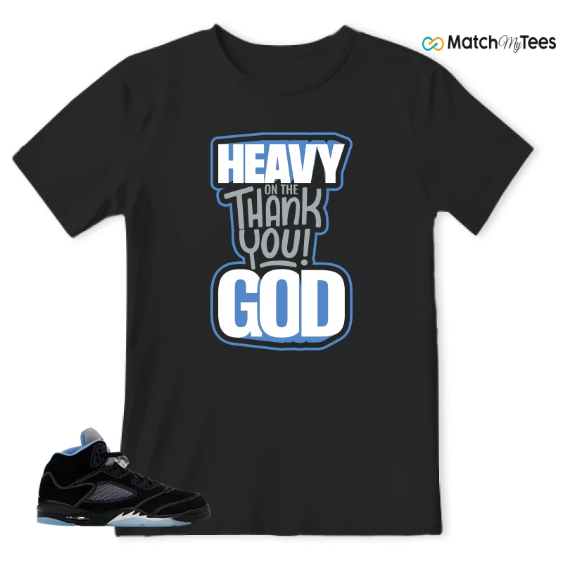 NIKE AIR JORDAN 5 BLACK UNIVERSITY BLUE SNEAKER Matching Tees t-shirt