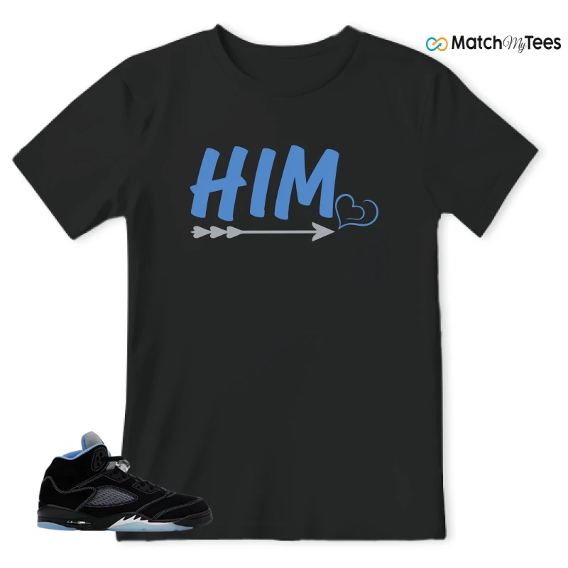 NIKE AIR JORDAN 5 BLACK UNIVERSITY BLUE SNEAKER Matching Tees t-shirt
