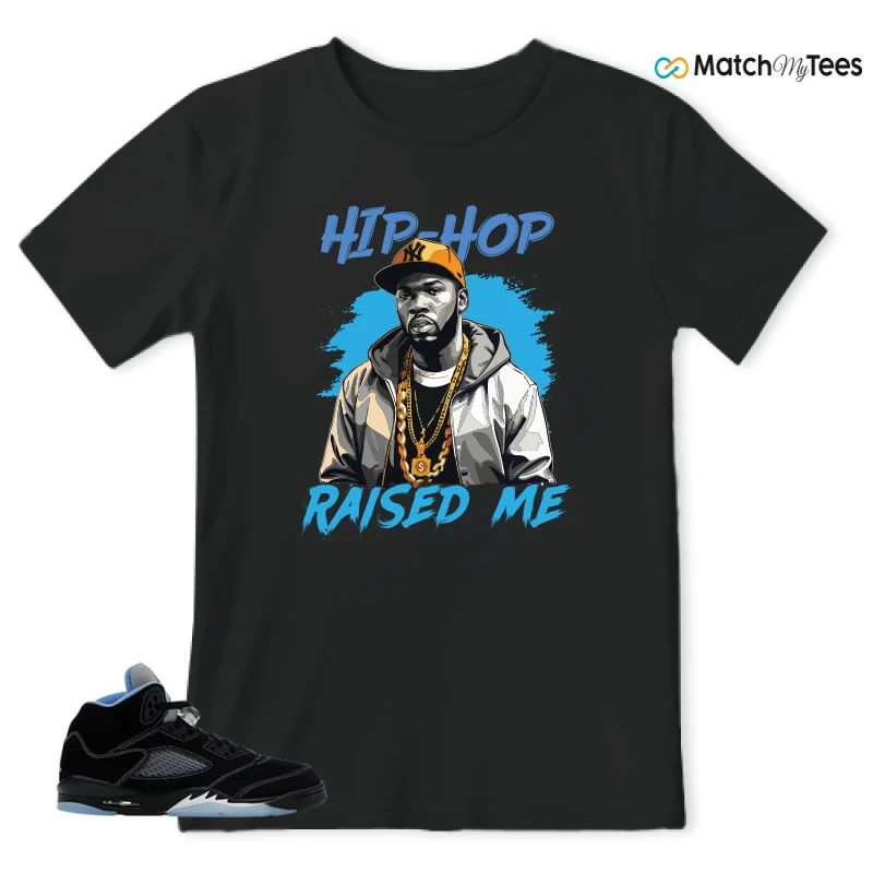 NIKE AIR JORDAN 5 BLACK UNIVERSITY BLUE SNEAKER Matching Tees t-shirt