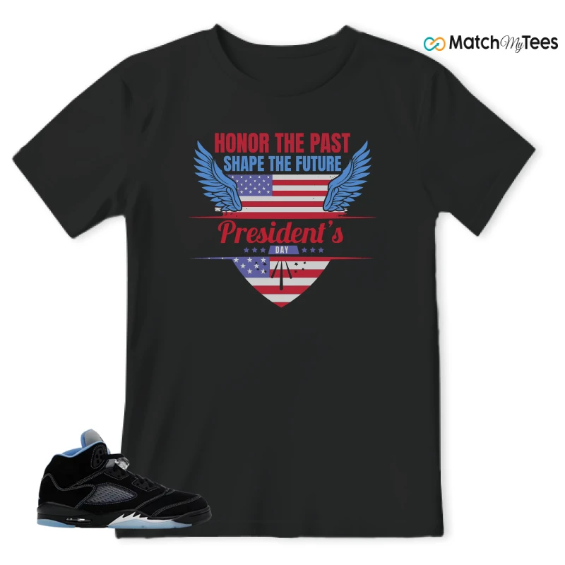 NIKE AIR JORDAN 5 BLACK UNIVERSITY BLUE SNEAKER Matching Tees t-shirt