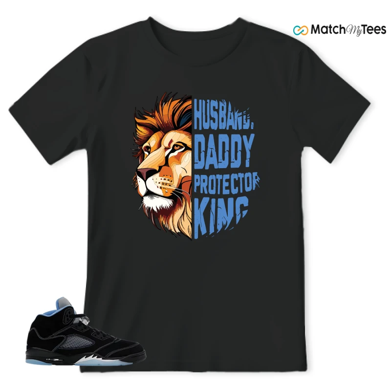 NIKE AIR JORDAN 5 BLACK UNIVERSITY BLUE SNEAKER Matching Tees t-shirt