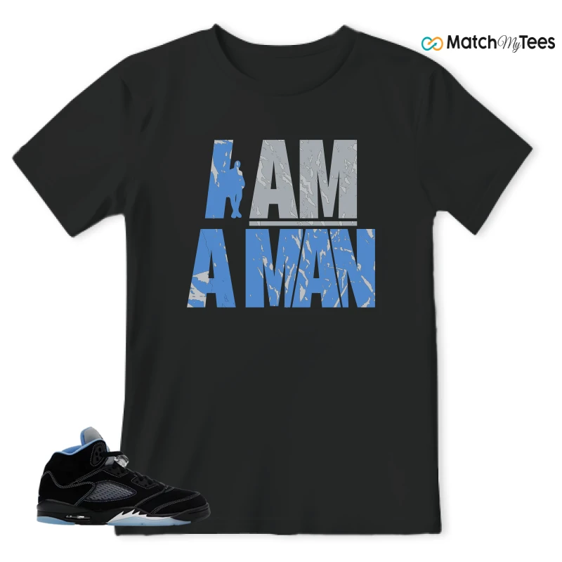 NIKE AIR JORDAN 5 BLACK UNIVERSITY BLUE SNEAKER Matching Tees t-shirt