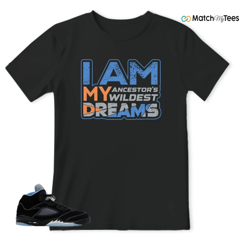 NIKE AIR JORDAN 5 BLACK UNIVERSITY BLUE SNEAKER Matching Tees t-shirt