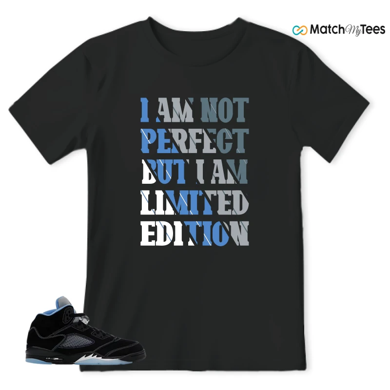 NIKE AIR JORDAN 5 BLACK UNIVERSITY BLUE SNEAKER Matching Tees t-shirt
