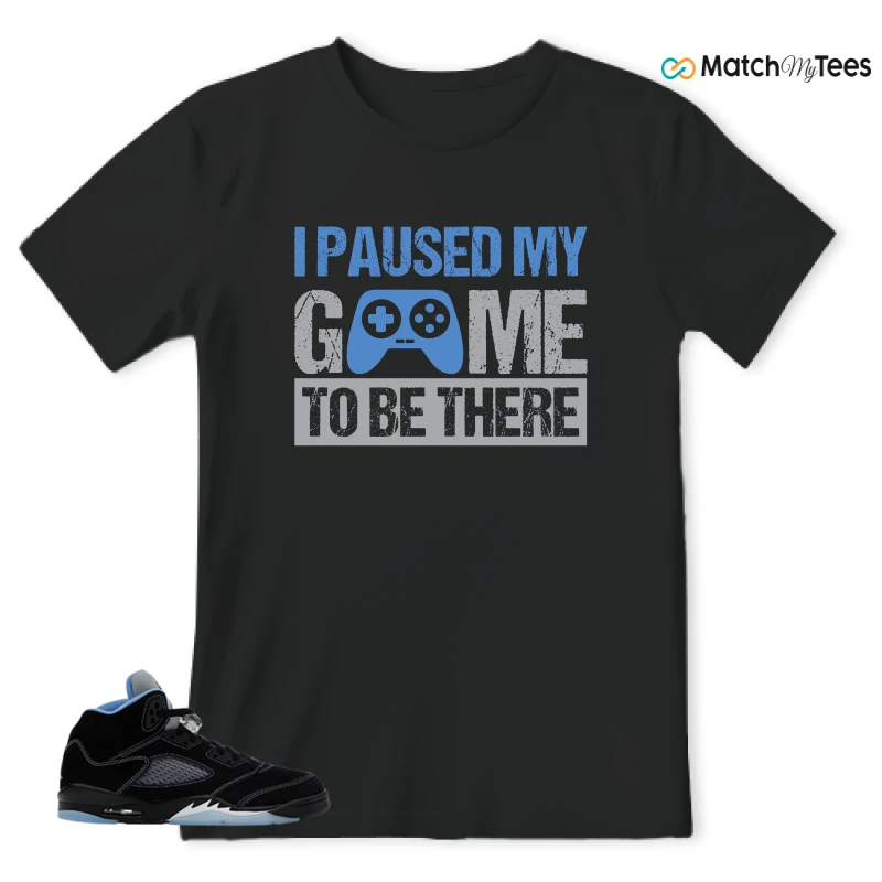 NIKE AIR JORDAN 5 BLACK UNIVERSITY BLUE SNEAKER Matching Tees t-shirt