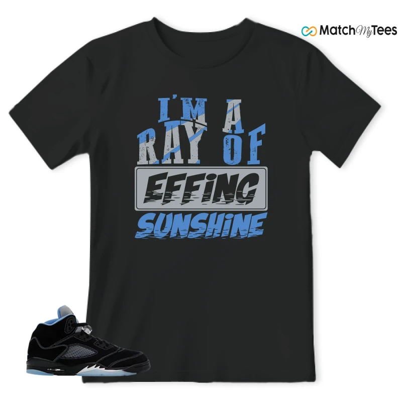 NIKE AIR JORDAN 5 BLACK UNIVERSITY BLUE SNEAKER Matching Tees t-shirt