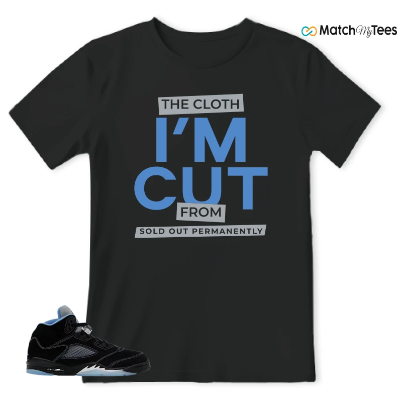 NIKE AIR JORDAN 5 BLACK UNIVERSITY BLUE SNEAKER Matching Tees t-shirt