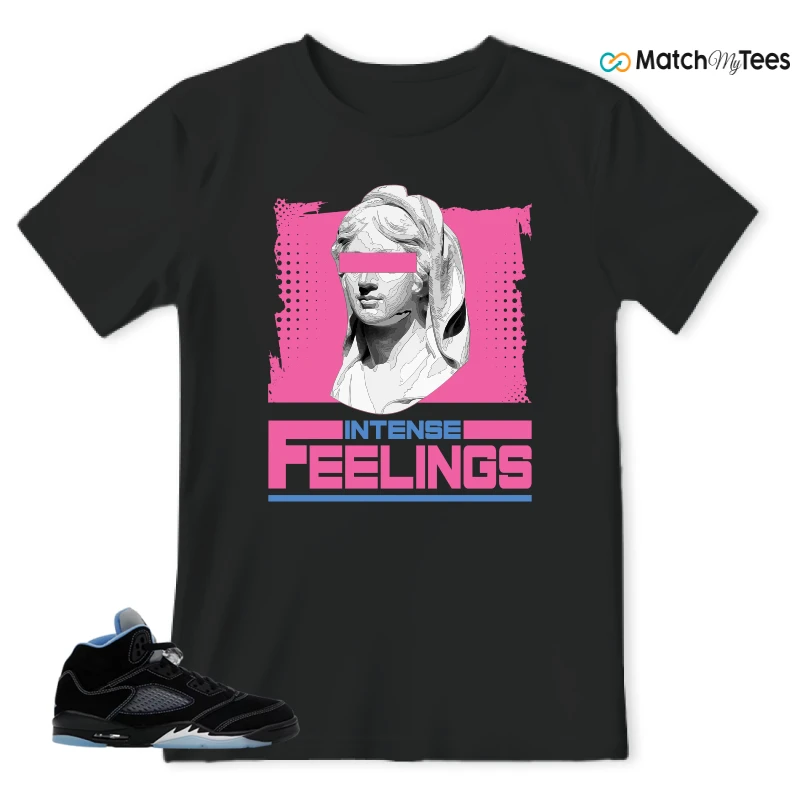 NIKE AIR JORDAN 5 BLACK UNIVERSITY BLUE SNEAKER Matching Tees t-shirt