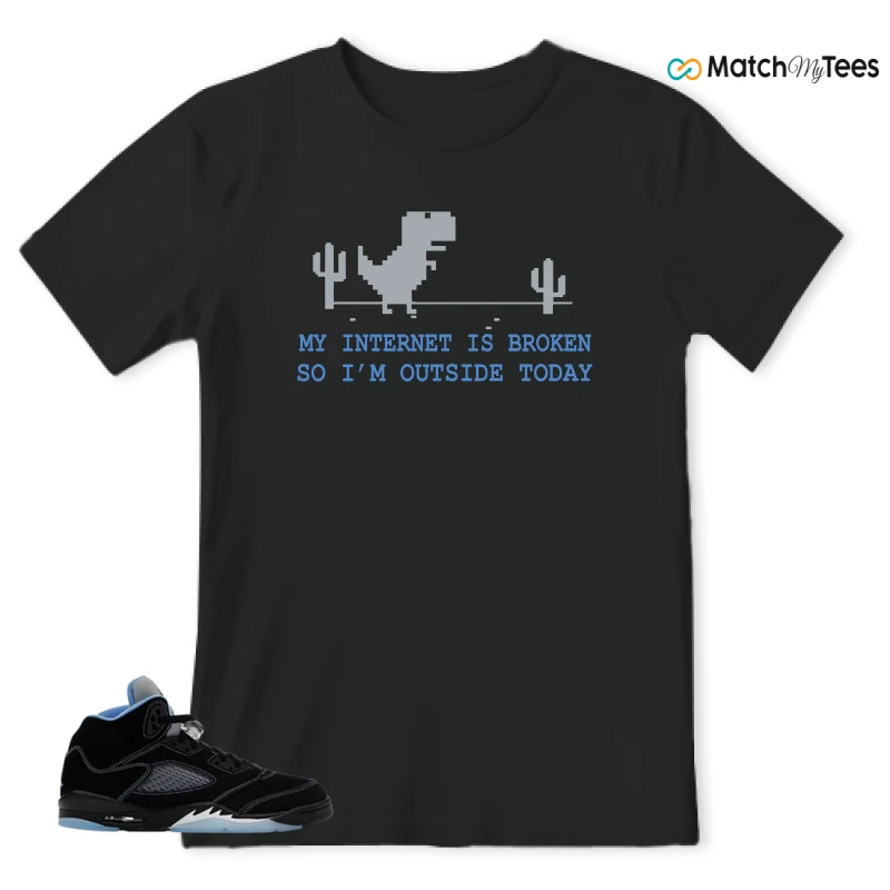 NIKE AIR JORDAN 5 BLACK UNIVERSITY BLUE SNEAKER Matching Tees t-shirt