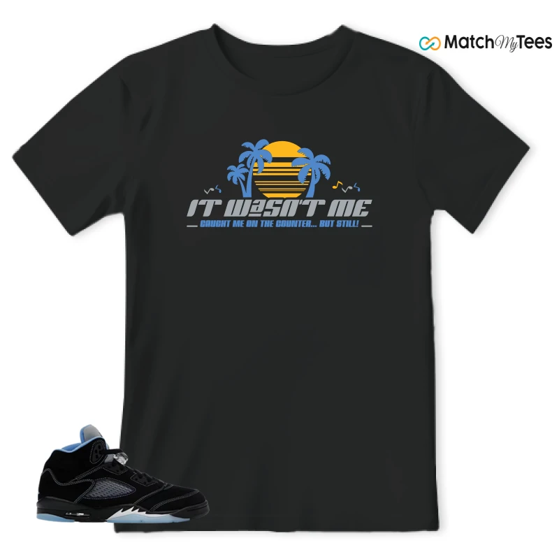 NIKE AIR JORDAN 5 BLACK UNIVERSITY BLUE SNEAKER Matching Tees t-shirt