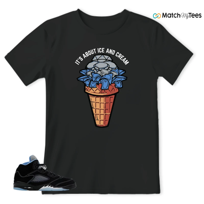 NIKE AIR JORDAN 5 BLACK UNIVERSITY BLUE SNEAKER Matching Tees t-shirt