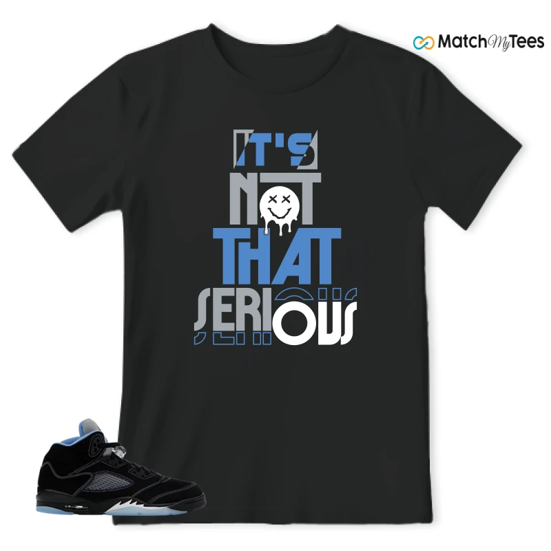 NIKE AIR JORDAN 5 BLACK UNIVERSITY BLUE SNEAKER Matching Tees t-shirt