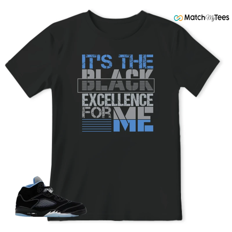 NIKE AIR JORDAN 5 BLACK UNIVERSITY BLUE SNEAKER Matching Tees t-shirt