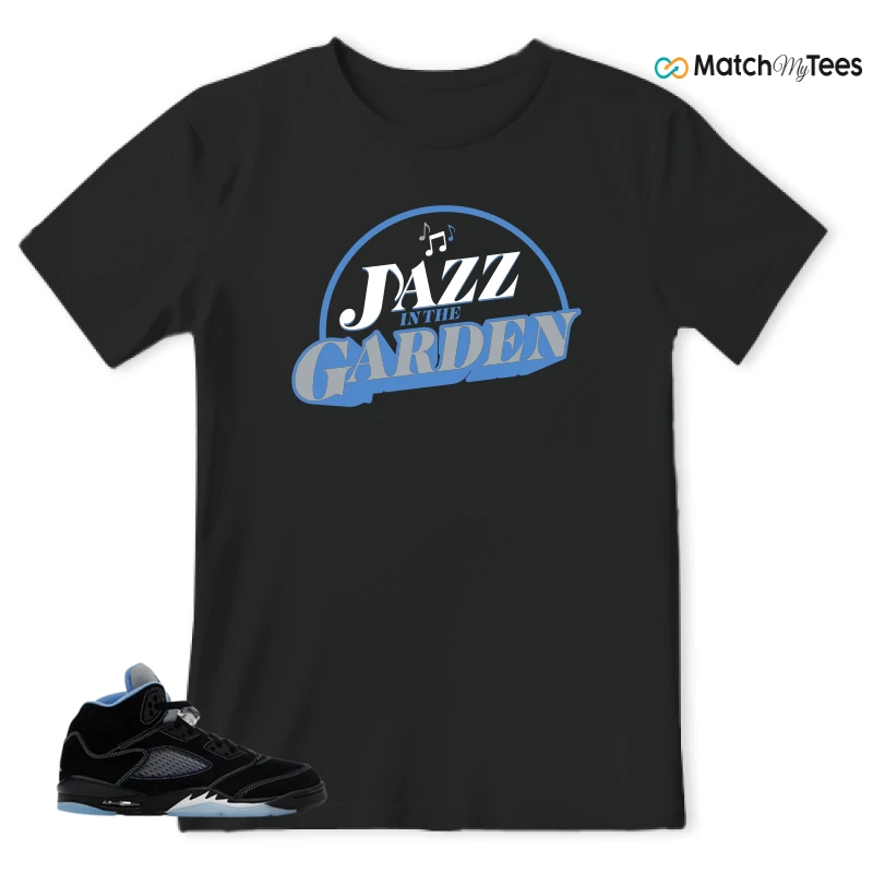 NIKE AIR JORDAN 5 BLACK UNIVERSITY BLUE SNEAKER Matching Tees t-shirt