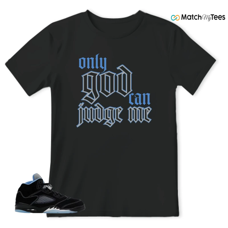 NIKE AIR JORDAN 5 BLACK UNIVERSITY BLUE SNEAKER Matching Tees t-shirt