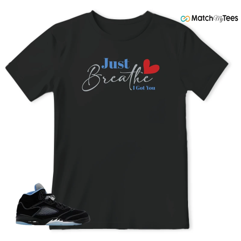 NIKE AIR JORDAN 5 BLACK UNIVERSITY BLUE SNEAKER Matching Tees t-shirt